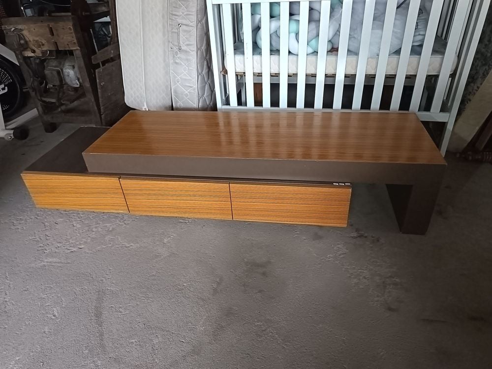 10319 rack tv en cerejeira moderno, la parte superior se puede deslizar para hacerlo mas ancho (parte baja 150x52x25 / parte de arriba 150x52x36)